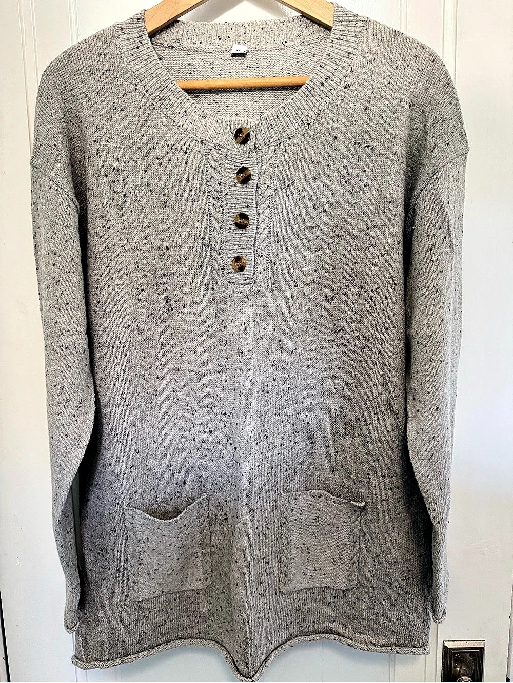 Lunya Cottonsilk Pocket Henley Gray Cardigan Size XL